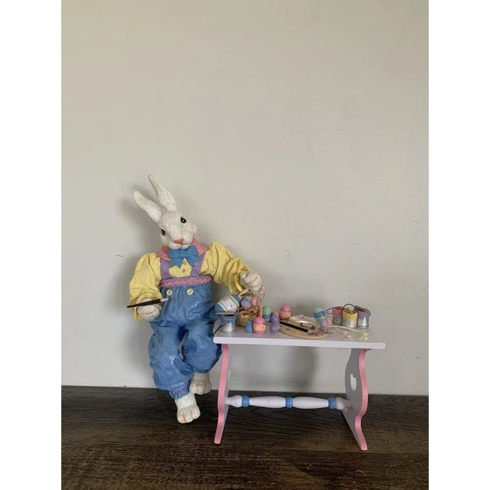 Vintage Midwest of Cannon Falls Easter Egg Bunny Rabbit Fabric Mache 11.5